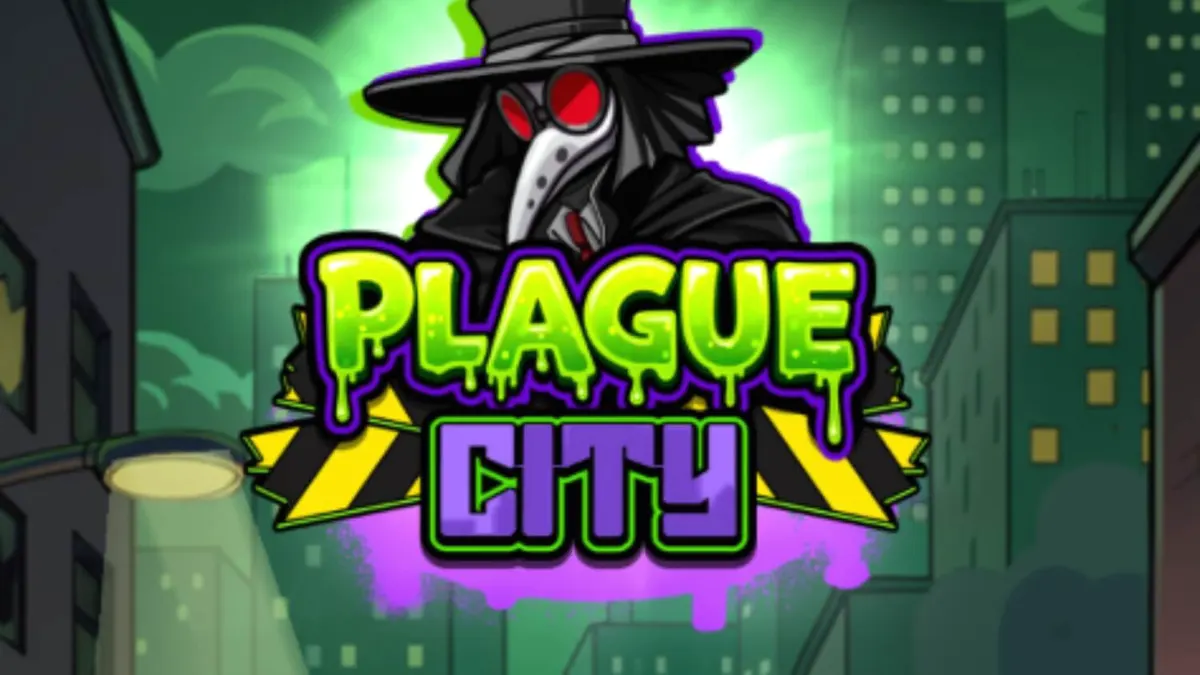 Tampilan visual mencekam dari slot Plague City dengan tema apokaliptik dan laboratorium medis.